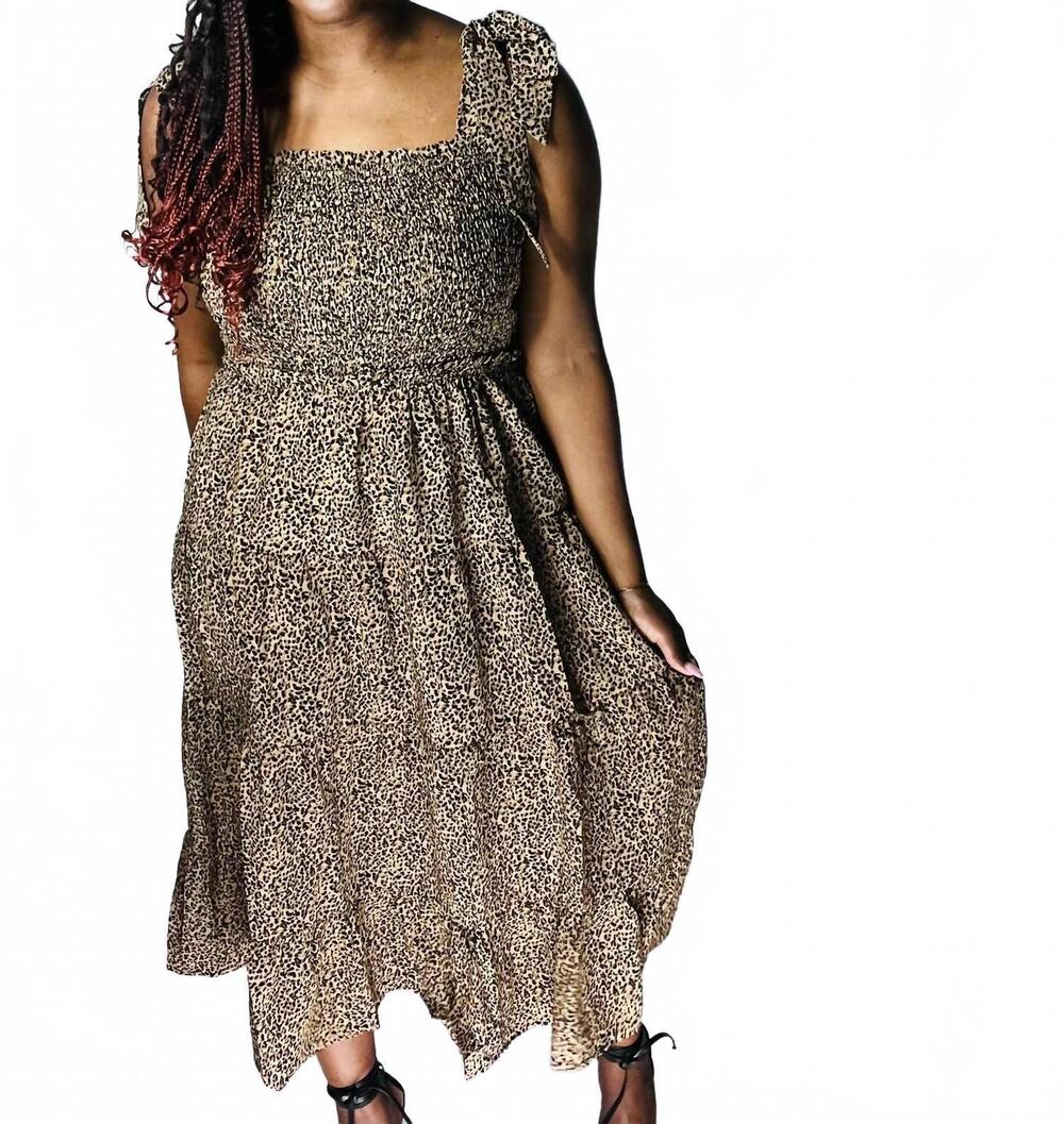 NEW ODDI kelsie sleeveless tiered midi dress - plus in leopard
